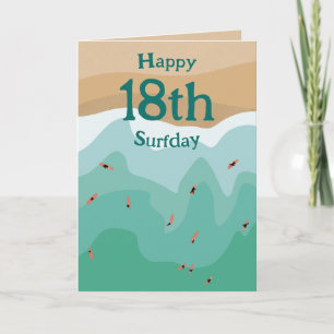 Custom Retro Surfer Ocean 18th Birthday Card
