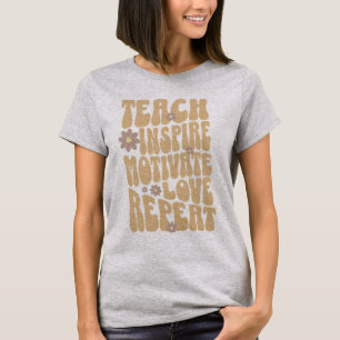 Custom Retro Teacher Inspire Motivate Love Repeat T-Shirt