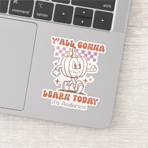 Custom Retro Teacher Pumpkin & Quote