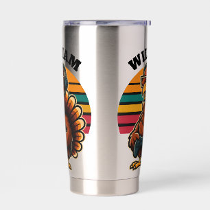 Custom Retro Thanksgiving Turkey Gamer Insulated Tumbler