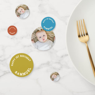 custom retro vintage baby photo 1st birthday confetti