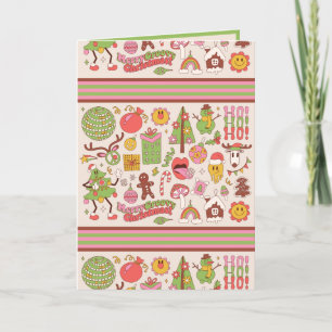 Custom Retro Vintage Christmas Colourful Greeting Holiday Card