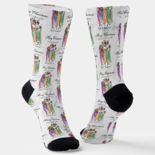 Custom Retro Vintage Christmas Party Ladies Socks