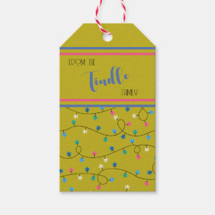 Custom Retro Vintage Gold Christmas Holiday Gift Tags