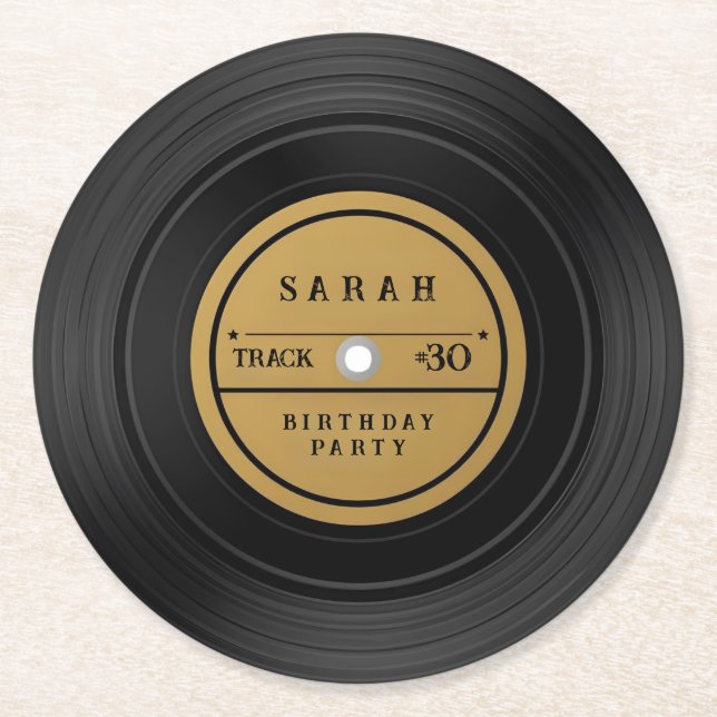 Custom Retro Vinyl Record Paper Coasters (Front)