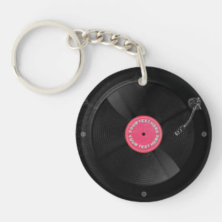 Custom Retro Vinyl Record Turntable Acrylic  Key Ring