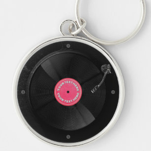 Custom Retro Vinyl Record Turntable Music Key Ring