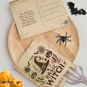 Custom Retro Witch Hat Magic Cottagecore Halloween Postcard
