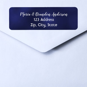 Custom return address label midnight blue white