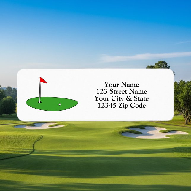 Custom return address labels with golf green logo (golf address labels)