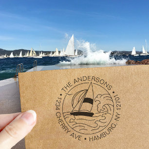 Custom Return Address Sailing Boat Yacht Family Self-inking Stamp