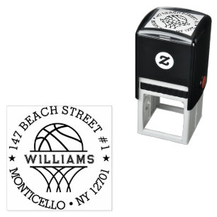 Custom Return Basketball Family Address Self-inking Stamp