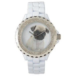 Custom Rhinestone White Enamel Watch