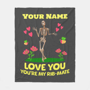 Custom Rib Mate Skeleton Love Gift Gothic Fleece Blanket