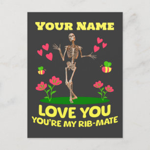 Custom Rib Mate Skeleton Love Gift Gothic Postcard