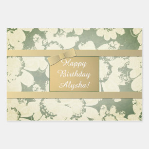 Custom Ribbon All Occasion Floral Wrapping Wrapping Paper Sheet