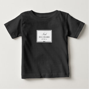 Custom Ring Bearer Name Cute Bowtie Black & White Baby T-Shirt