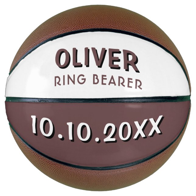 Custom Ring Bearer Name Wedding Date Keepsake  Basketball (Front)