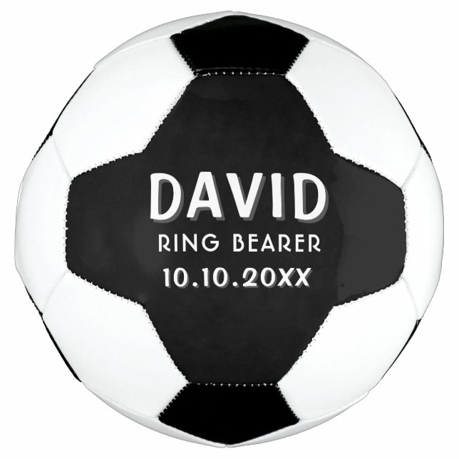 Custom Ring Bearer Name Wedding Date Keepsake Soccer Ball (Front)
