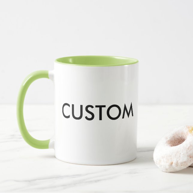 Custom Ringer 11oz Mug - LIME GREEN Lip & Handle (With Donut)