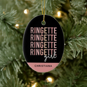 Custom Ringette Girl Gifts for Ringette Player Ceramic Tree Decoration