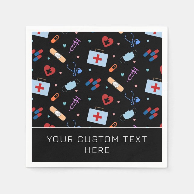 Custom RN Nurse | Doctor Medical Pattern Napkin (Front)