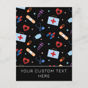 Custom RN Nurse Doctor Medical Pattern Postcard
