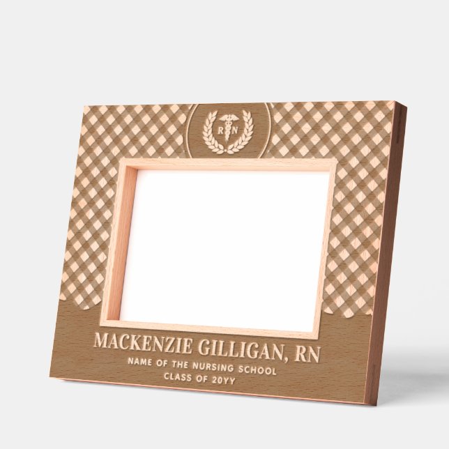Custom RN Nursing School Graduation Plaid Pattern Etched Frames (Left)