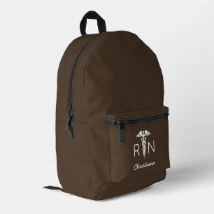 Custom RN Registered Nurse Graduation Cedar Brown Printed Backpack