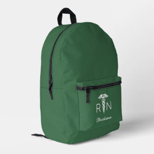 Custom RN Registered Nurse Graduation Hunter Green Printed Backpack