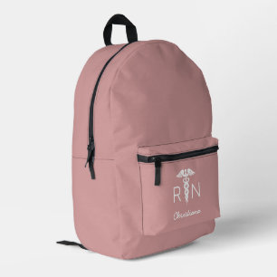 Custom RN Registered Nurse Graduation Muted Pink Printed Backpack