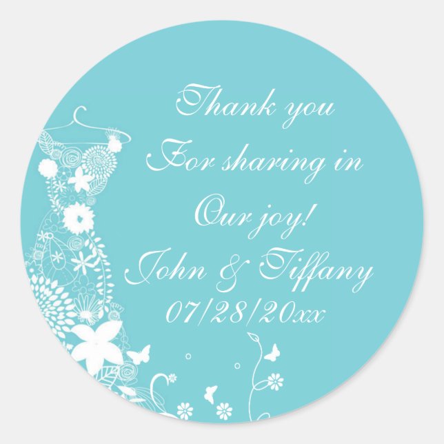 Custom Robin Egg Blue Wedding Favour Label (Front)