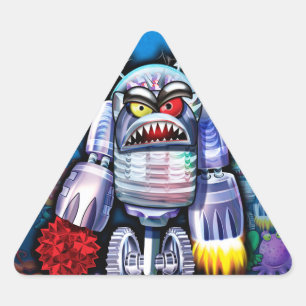 Custom Robo Monster Halloween triangular Sticker. Triangle Sticker