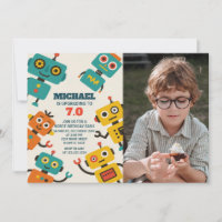 Custom Robot Birthday Invitation with photo