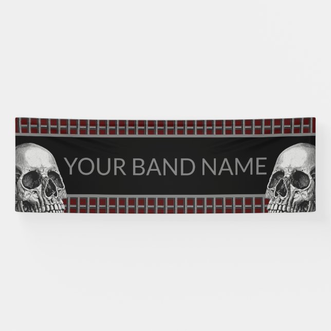 Custom Rock Band Skull Heavy Metal Music Festival Banner (Horizontal)