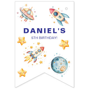 Custom Rocket Ship Space-Themed Party Bunting