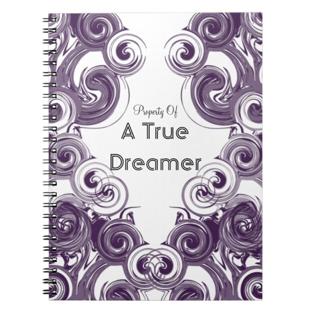 Custom Rolling Purple Abstract Spiral Pattern Notebook (Front)
