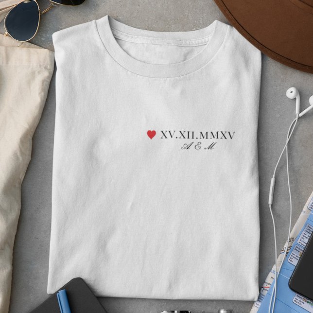 Custom Roman Numeral Date Anniversary T-Shirt (Creator Uploaded)
