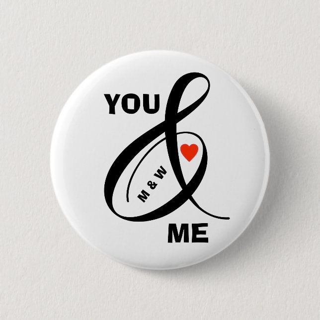 Custom Romantic Initials Heart    6 Cm Round Badge (Front)