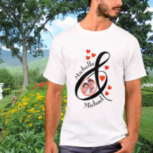 Custom Romantic Photo First Names Heart     T-Shirt