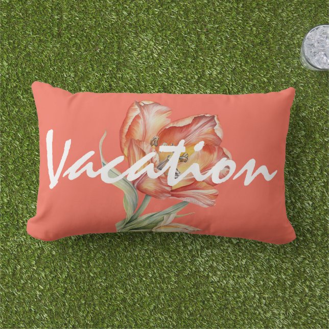 Custom romantic relaxing background in pink floral lumbar cushion (Grass)