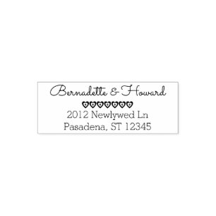 Custom Romantic Wedding Hearts Return Address Self-inking Stamp