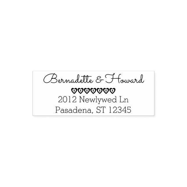 Custom Romantic Wedding | Hearts Return Address Self-inking Stamp (Design)