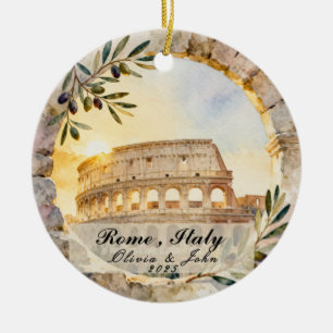 Custom Rome Honeymoon or Vacation Keepsake  Ceramic Tree Decoration