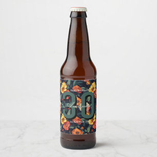 Custom Rose Floral Birthday Beer Bottle Label