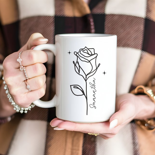 Custom Rose Floral Mug, Gift for Mum & Women Coffee Mug (custom name mug, personalized name mug, mothers day gift, mama gift, new mom mug, mom mug, mom gift)