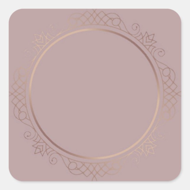 Custom Rose Gold Blank Elegant Template Modern Square Sticker (Front)