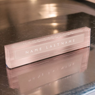 Custom Rose Gold Blush Pink Foil Modern Nameplate