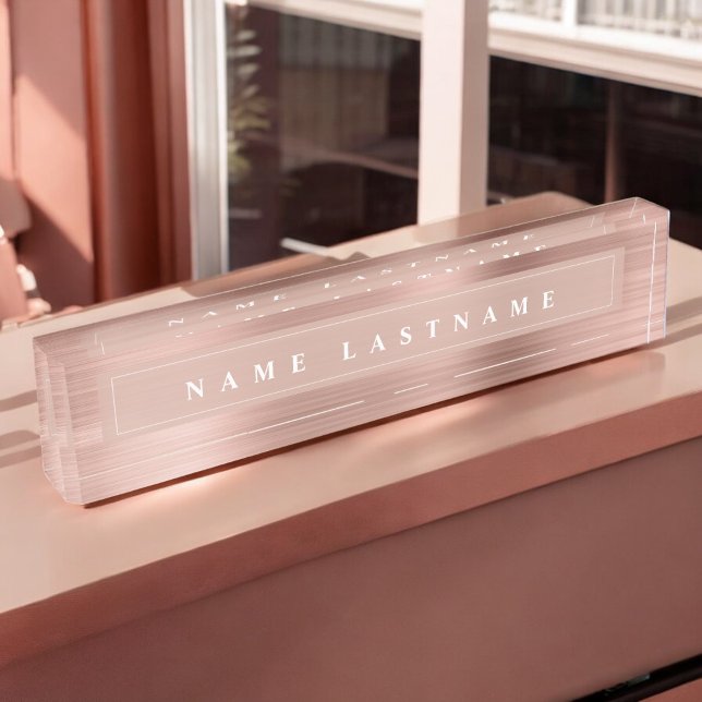 Custom Rose Gold Blush Pink Foil Modern Nameplate (Creator Uploaded)