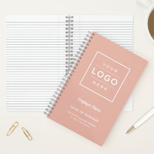Custom Rose Gold Business Logo and Employee Name Notebook